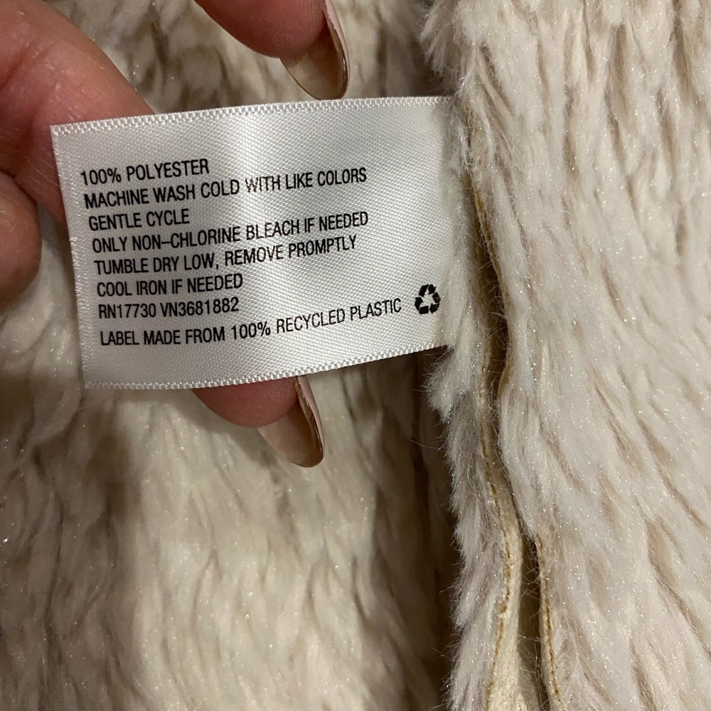 KNOX ROSE Sherpa Lined Faux Suede womens Vest XS cascading front Cream color - Picture 6 of 8